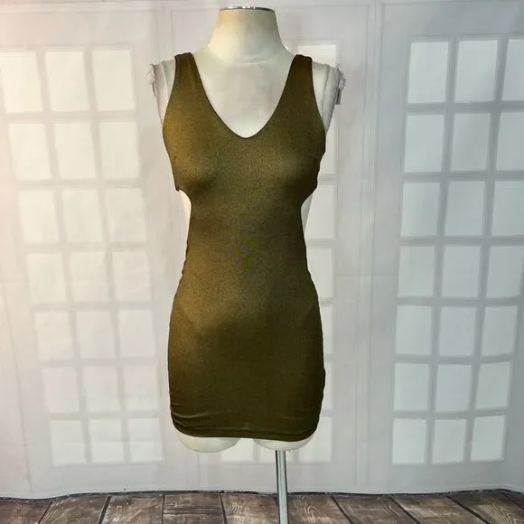 bebe | Dresses | 5 For 25 Bebe Gold Cutout Mini Bodycon Cocktail Party Dress  Size Xs | Poshmark
